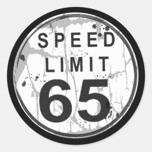 Adesivo Redondo Limite de velocidade 65 Vinheta Grungy