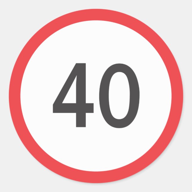 Adesivo Redondo Limite de velocidade quarenta (Frente)
