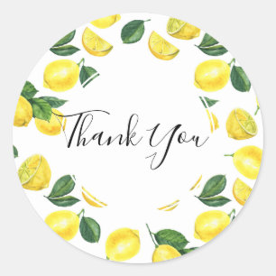 Adesivo Redondo Limões Amarelos Padrão De Fruta De Aquarela Obri