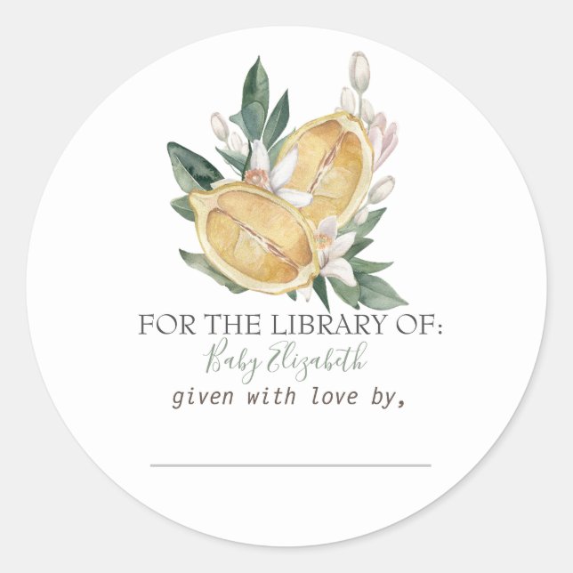 Adesivo Redondo Limões de Aquarela Gravidez (Frente)