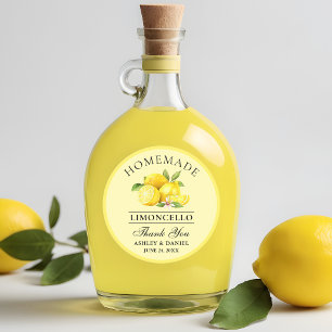 Adesivo Redondo Limões de Aquarela Obrigados de Casamento Limoncel