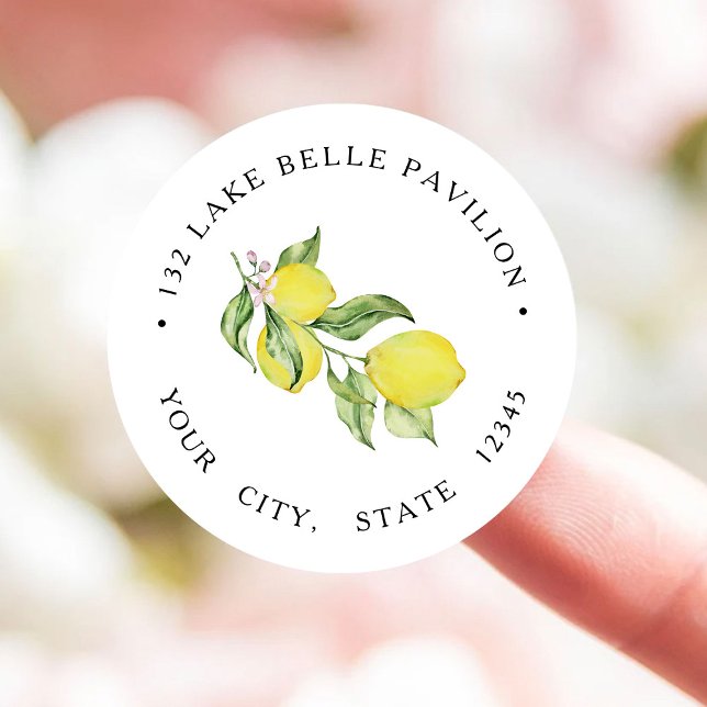 Adesivo Redondo Limões de Verão Endereço de regresso (Criador carregado)