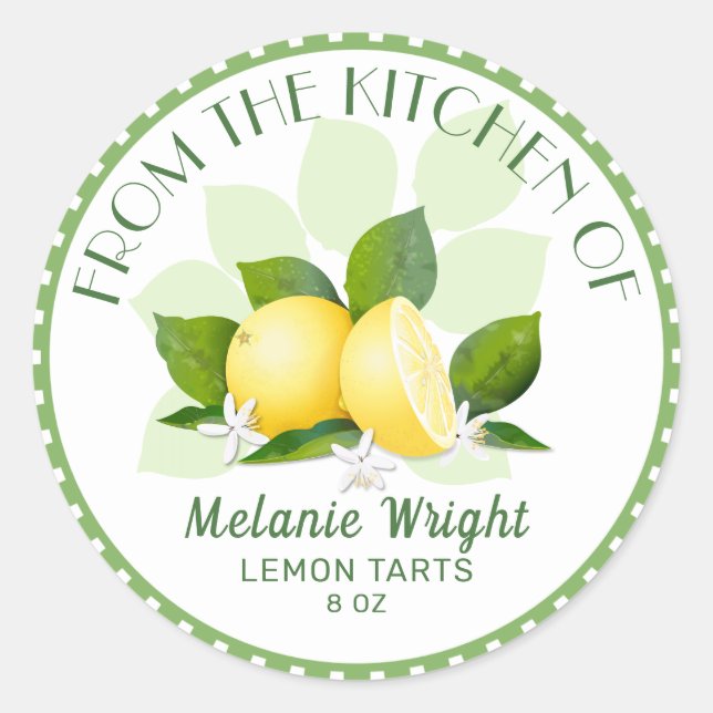 Adesivo Redondo Limões Enlatamento de Frutas Cítricas (Frente)