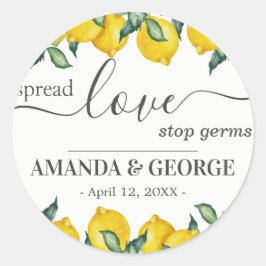 Adesivo Redondo Limões espalham amor Favor do Casamento Sanitizand
