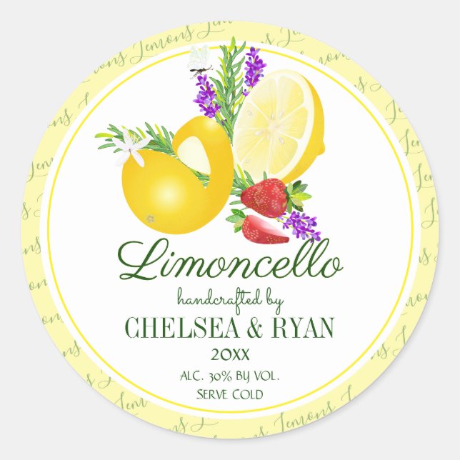 Adesivo Redondo Limões Limoncello (Frente)