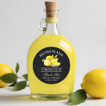 Adesivo Redondo Limões Obrigados de Casamento Limoncello Black<br><div class="desc">Casamento De Limões De Aquarela E Limões De Casamento De Limoncello Agradece-Lhes Pinheiros</div>