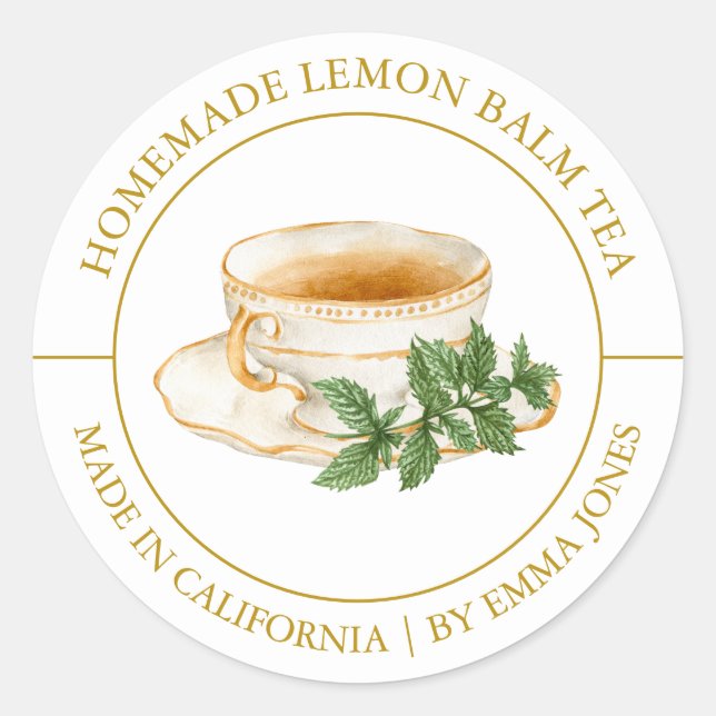 Adesivo Redondo Limon Balm Tea Modern (Frente)