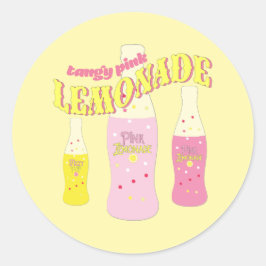 Adesivo Redondo Limonada Rosa Aniversário Verão Bolinhas Fofo