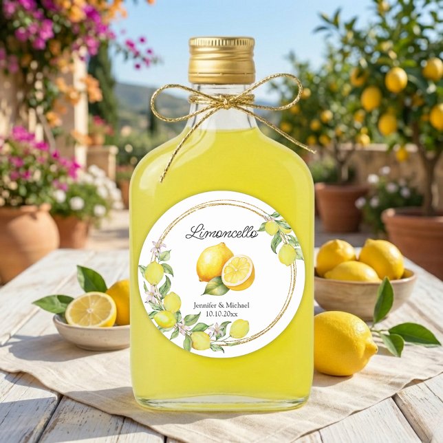 Adesivo Redondo limoncello aquarela limão casamento verão (Criador carregado)