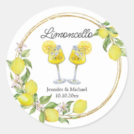 Adesivo Redondo limoncello aquarela limão cocktails casamento 
