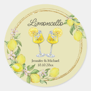 Adesivo Redondo limoncello aquarela limão coquetel casamento