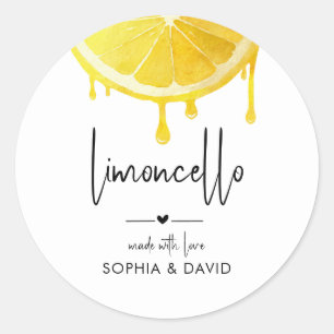 Adesivo Redondo Limoncello Aquarela Limão Licor Caseiro