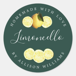 Adesivo Redondo Limoncello Escuro Limoncello Caseiro Personalizado