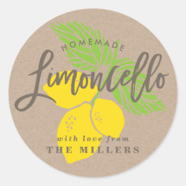 Adesivo Redondo Limoncello Label, ilustração de limão