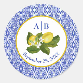Adesivo Redondo Limone I Italiano Lemon & Blue Azulejo Casal Stick