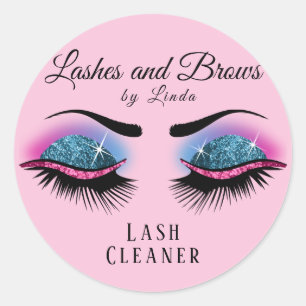 Adesivo Redondo Limpador de Extensão do Eyelashes - Rosa e Azul