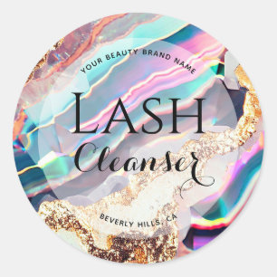 Adesivo Redondo Limpador de Lash Personalizado de Agato Iridescent