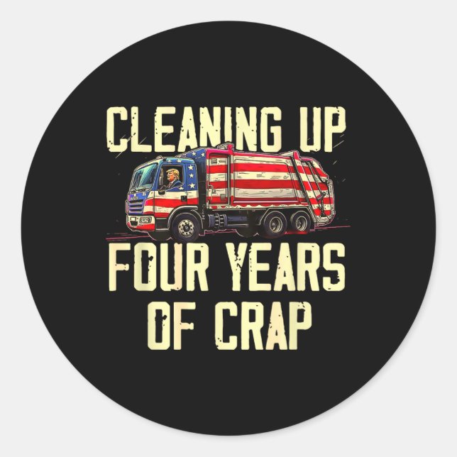 Adesivo Redondo Limpando Quatro Anos De Idiota Engraçado Garbyge (Frente)