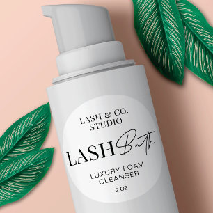 Adesivo Redondo Limpeza de Banho de Lash do Logotipo Moderno Minim