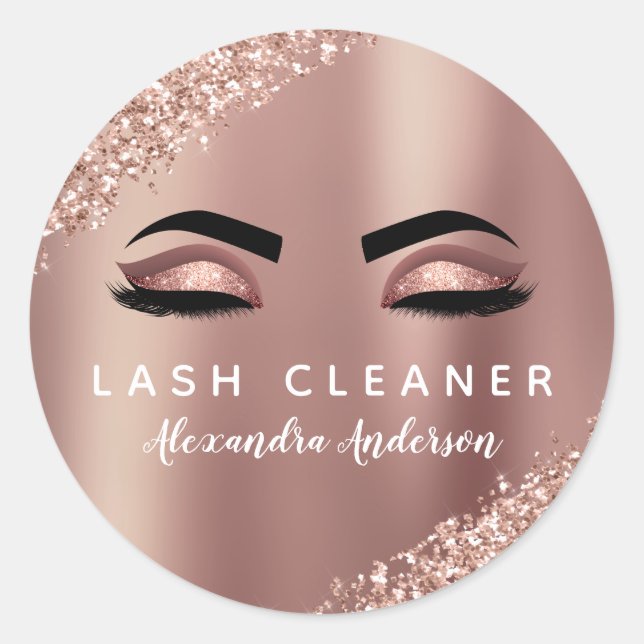 Adesivo Redondo Limpeza de Extensão Eyelash com Glitter Dourado ro (Frente)