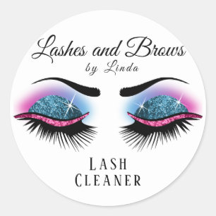 Adesivo Redondo Limpeza de Extensão Eyelashes - Azul e Rosa