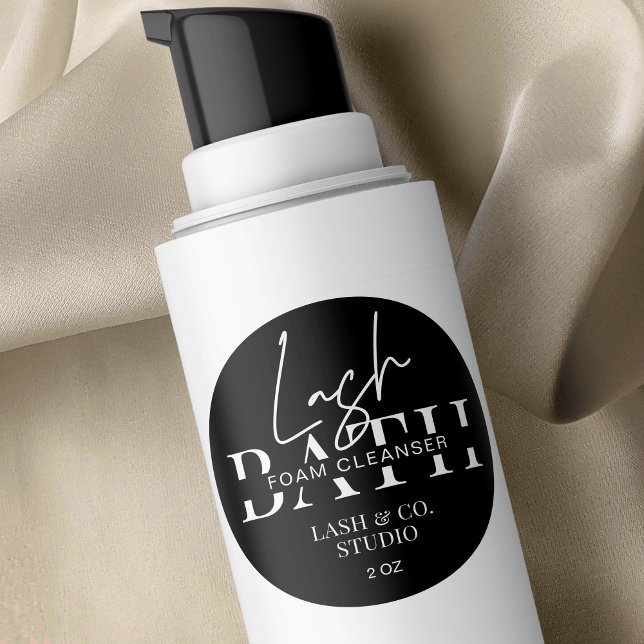 Adesivo Redondo Limpeza de Extensões Lash Pretas e Brancas Minimal (Criador carregado)