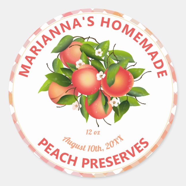 Adesivo Redondo Limpeza de Fruta de pêssego | Rótulo de emperramen (Frente)