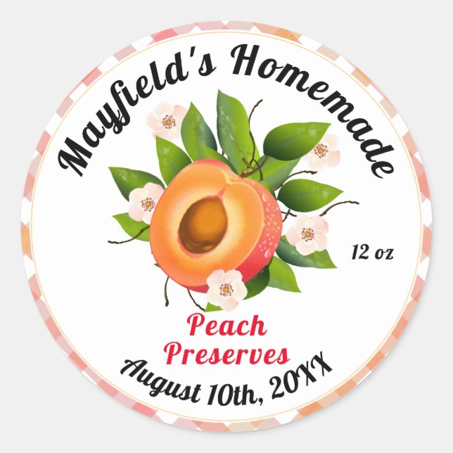 Adesivo Redondo Limpeza de Fruta de pêssego | Rótulo de emperramen (Frente)