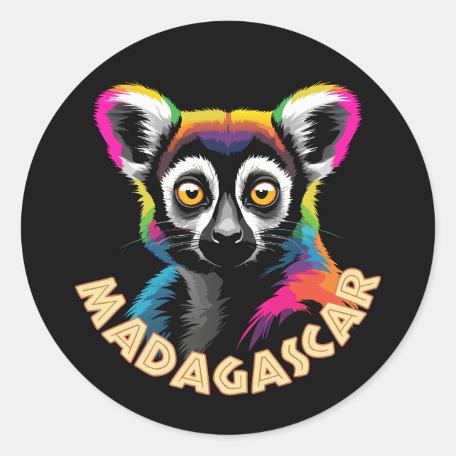 Adesivo Redondo Limur De Madagascar (Frente)