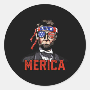 Adesivo Redondo Lincoln 4 de Julho Merica Abe Meninos Homens Mulhe
