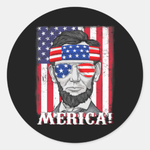 Adesivo Redondo Lincoln 4 De Julho Merica American Flag Boys Kids