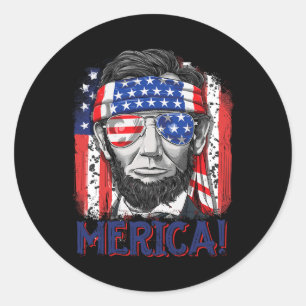 Adesivo Redondo Lincoln 4 De Julho Merica Men Women American Flag