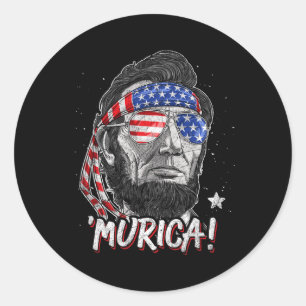 Adesivo Redondo Lincoln 4 de julho Murica Men Women American Flag