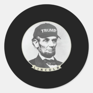 Adesivo Redondo Lincoln Vestindo Trump Hat - Engraçado Abe Merica