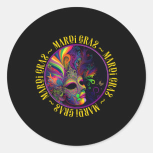 Adesivo Redondo Linda Abstrato Mardi Gras Em Mask Mardi