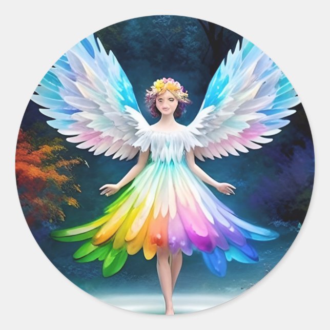 Adesivo Redondo Linda Anjo Wings Art-35444 (Frente)