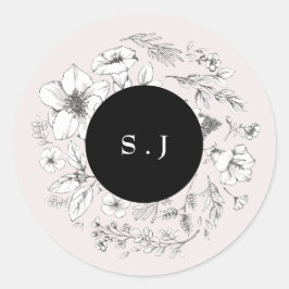 Adesivo Redondo Linda Camisa Negra Floral Monográfica