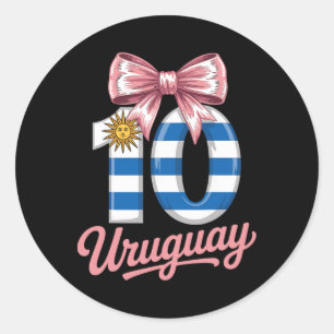 Adesivo Redondo Linda camisola de futebol número 10 do Uruguai par