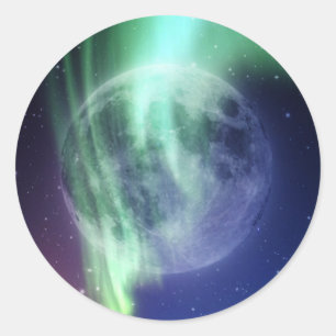 Adesivo Redondo Linda e brilhante lua azul-cheio grande