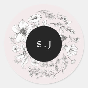 Adesivo Redondo Linda E Preta Monograma De Lâmpada