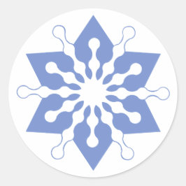 Adesivo Redondo Linda Estrela de Natal Azul Floco de Neve