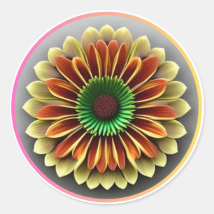 Adesivo Redondo Linda Flor Laranja e Vermelha #1
