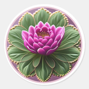 Adesivo Redondo Linda Flor Rosa #1