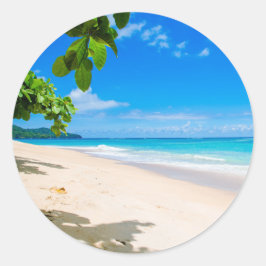 Adesivo Redondo Linda Foto Sunny Tropical Beach