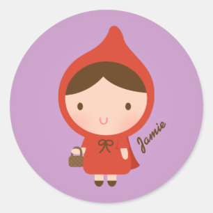 Adesivo Redondo Linda história da Capuzinho Vermelho para meninas