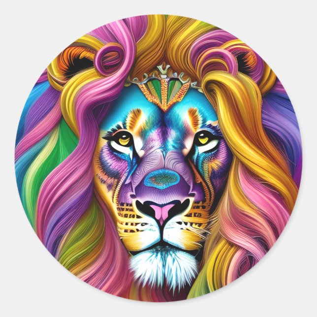 Adesivo Redondo Linda Leão com Principal Colorido (Frente)