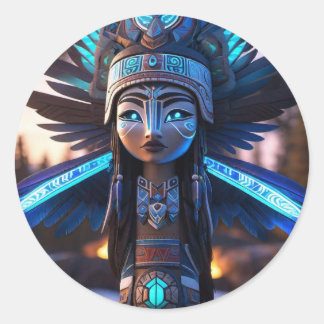 Adesivo Redondo Linda Menina Nativa