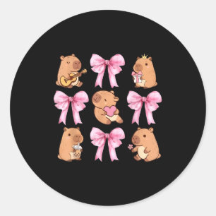 Adesivo Redondo Linda Namorada Nk Laço Kawaii Amante de Capivara