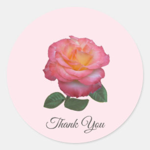 Adesivo Redondo Linda Rosa Rosa Obrigado
