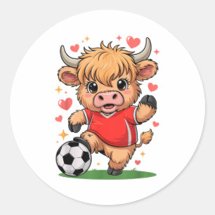 Adesivo Redondo Linda Vaca de Futebol Só Garota Que Ama Highland C